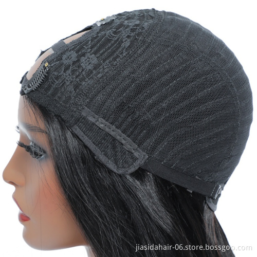 Wholesale Glueless Shiny 150 Density Remy Brazilian Human Hair Silky Straight Non Lace Front Cheap Lace Wig u Part